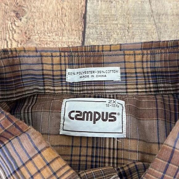 Vintage Campus Western Plaid Pearl Snap Long Sleeve Shirt Men’s Sz 2x - Picture 3 of 6